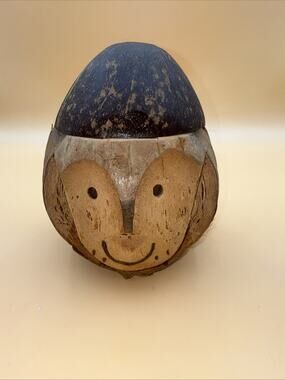 Vintage Hand Carved Coconut Monkey Bank Tiki Souvenir Have Fun Man Cave
